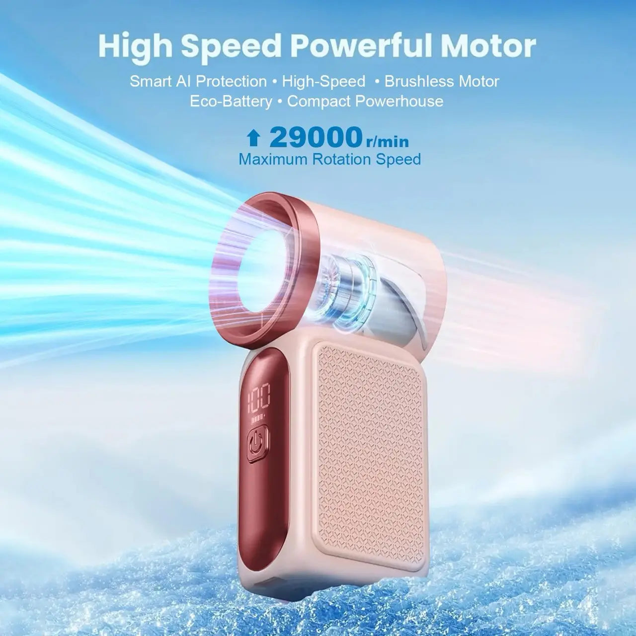 Mini Handheld Fan with LED Display – 6-Speed Turbo Pocket Fan for Women. USB Rechargeable, High-Speed Cooling for Travel & Makeup. Perfect Gift. Portable Refrigeration