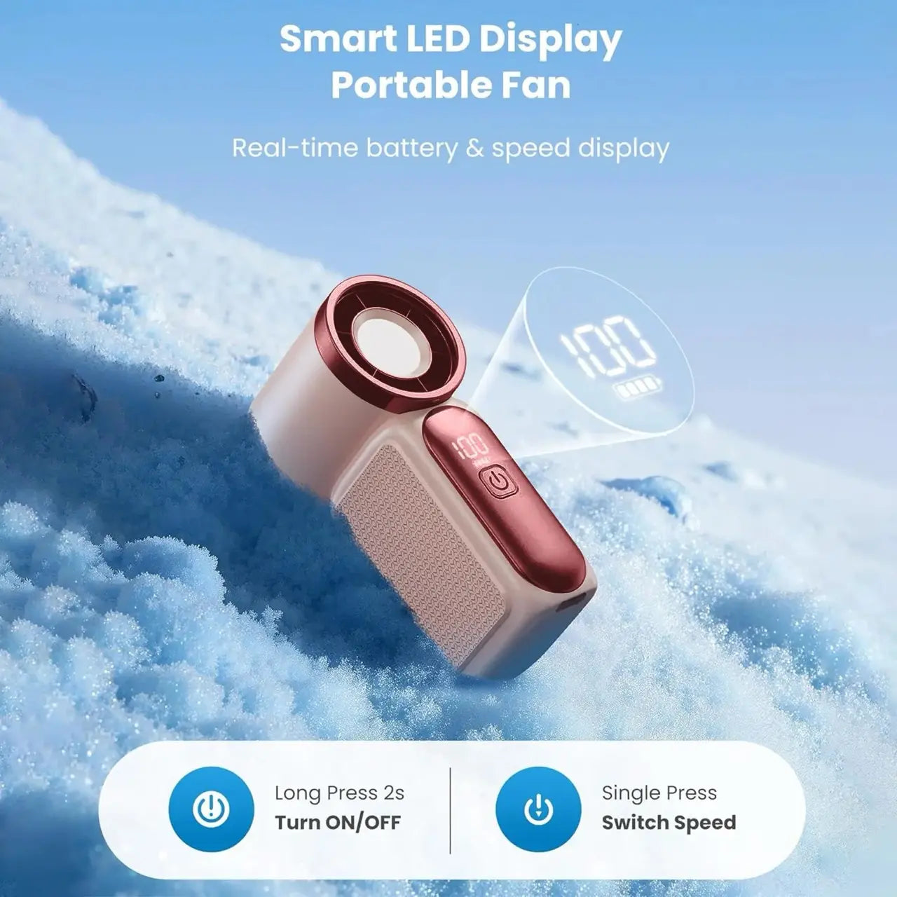 Mini Handheld Fan with LED Display – 6-Speed Turbo Pocket Fan for Women. USB Rechargeable, High-Speed Cooling for Travel & Makeup. Perfect Gift. Portable Refrigeration