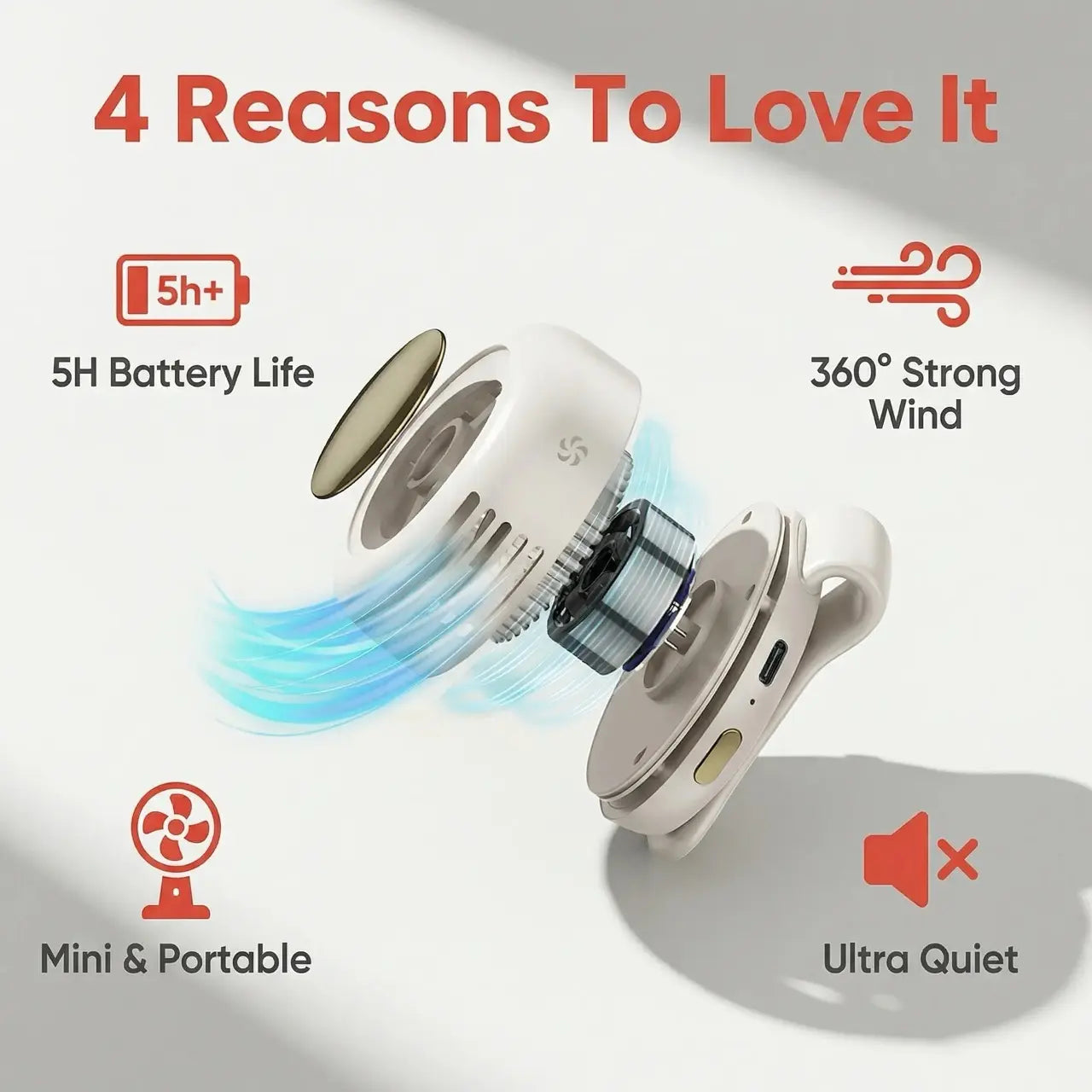 Westdeer Portable Silent Mini Bladeless Electric Fan,Adjustable 3-Speed Suspended Waist Fans,Phone Cooling Fan,Personal Fan,Rotating Bodyfan Suitable for Outdoor Travel,Fathersdaygift,Rechargeable Personal Fan,Handheld Turbo Fan,Perfect Gift