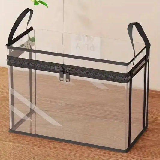 【 Free Shipping 】Large Clear Thick Plastic Storage Box with Hinged Lid, Heavy-Duty Durable High Capacity Organizer, Perfect for Home, Camping, Travel, Attic and Moving